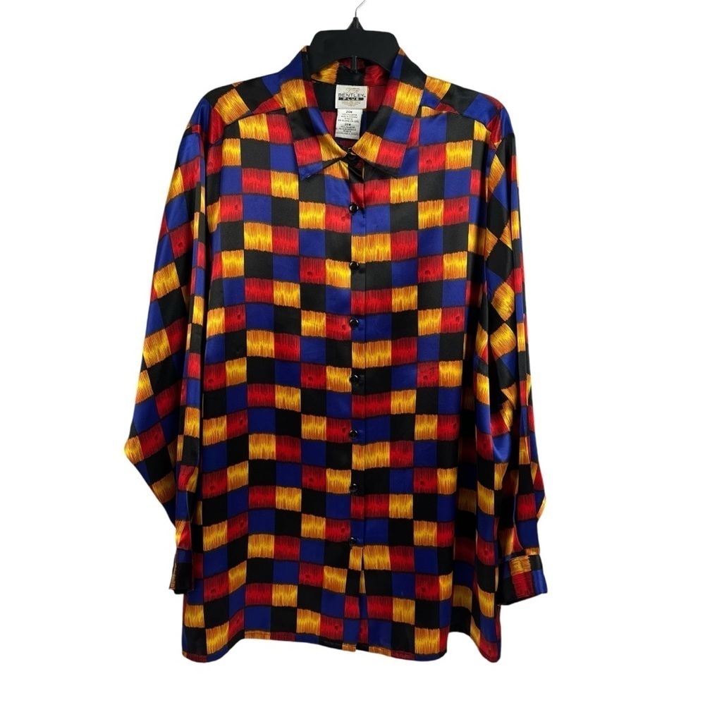 TR Bentley Plus Womens Blouse Button Front Long Sleeve Top 24W